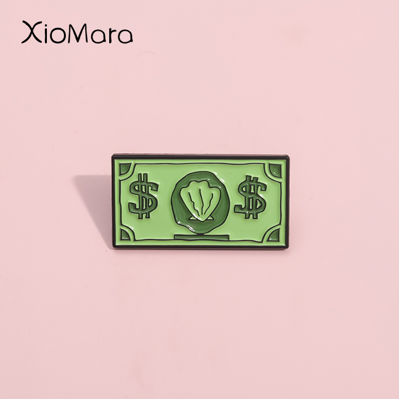 Kids Education Money - Green USD Symbol Enamel Pin Custom