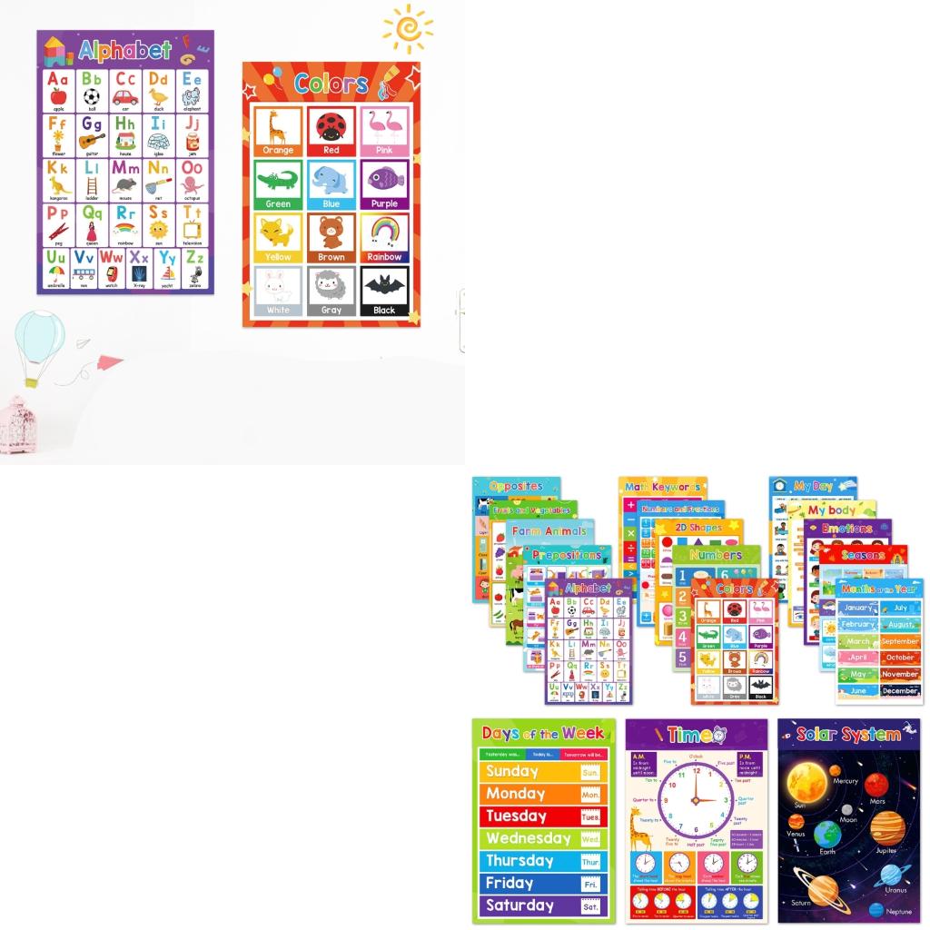  Kids Learning Posters Educati - Kids Education Charts 评论和价格
