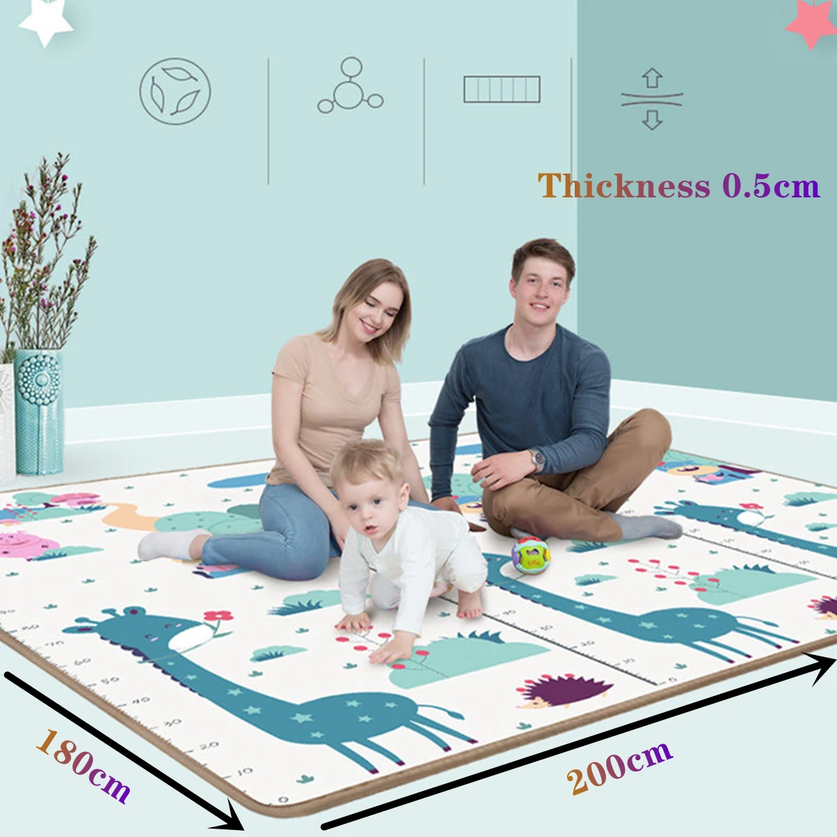 200x180cm Thick 0.5cm Baby Pla - Kids Education Allowance 评论和价格